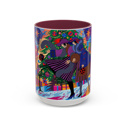 🎄✨ Christmas Among The Twinkling Trees Colorful Mug – Art Deco Holiday Fantasy