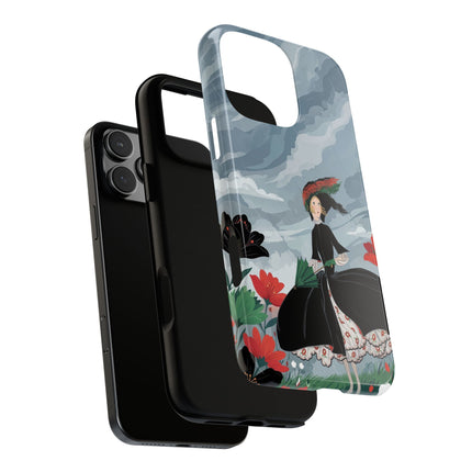 🌧️🌺 The Stormy Flower Walk Phone Case – Art Deco Floral Fashion