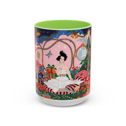 🎀🎄 Christmas Morning In The Rose Parlor Colorful Mug – Art Deco Holiday Fantasy