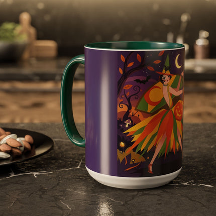 🎃🧙 The Witch Of Jack-O'-Lantern Hollow Colorful Mug – Whimsical Halloween Charm