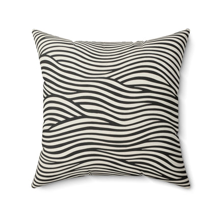 Wave Pattern on White Spun Polyester Square Pillow
