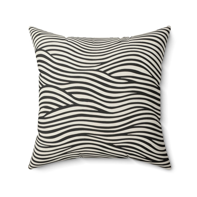 Wave Pattern on White Spun Polyester Square Pillow