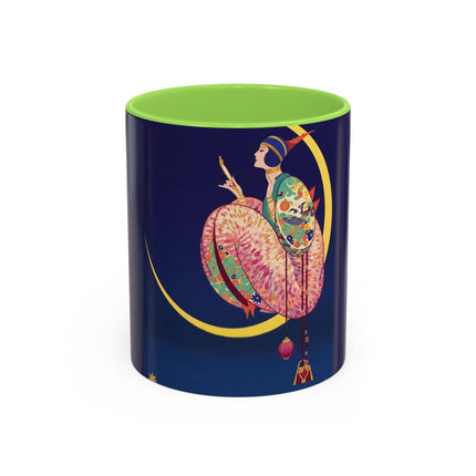 Moonlit Reflections Colorful Mug (11oz, 15oz) – Celestial Elegance, Art Deco Beauty & Dreamy Style