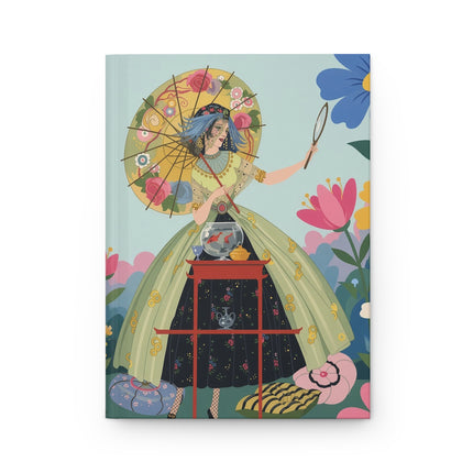 🪞🌸 The Lady Of The Floral Parasol Hardcover Journal – Art Deco Garden Elegance