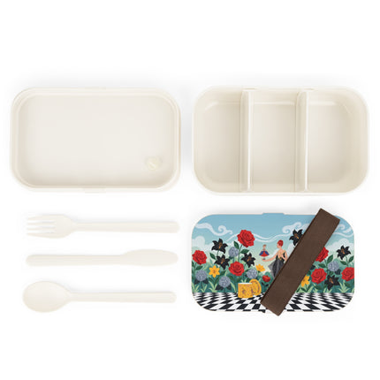 🌹🎭 The Lady Of The Little Dancer Bento Lunch Box – Art Deco Floral Fantasy
