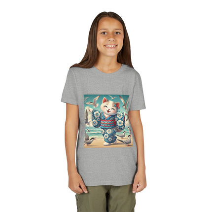 Geisha Kitten by the Seaside Youth Short Sleeve Tee