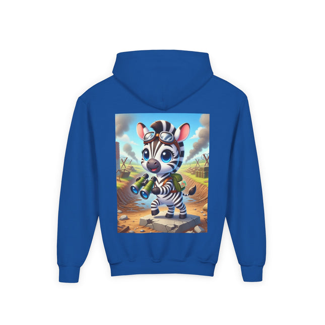 Zebra Lookout Youth Hooded Sweatshirt – Adventure, Curiosity & Explorer Spirit