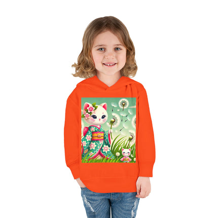Geisha Kitten and the Dandelion Wish Toddler Pullover Fleece Hoodie