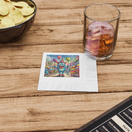 Monster Parade Madness White Coined Napkins