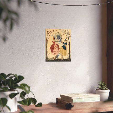 🦚🌸 The Garden Of The Exotic Birds Matte Vertical Poster – Art Deco Fashion Whimsy