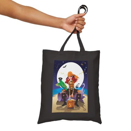 Moonlit Pirate Halloween Cotton Canvas Tote Bag