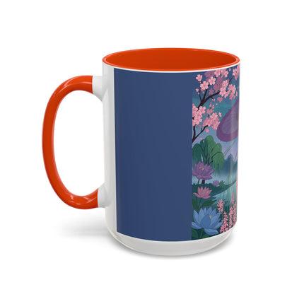 The Lady Of The Cherry Blossoms Colorful Mugs – Art Deco Spring Elegance