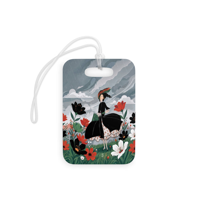 🌧️🌺 The Stormy Flower Walk Luggage Tag – Art Deco Floral Fashion