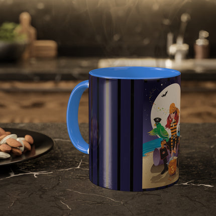 Moonlit Pirate Halloween Colorful Mugs, 11oz