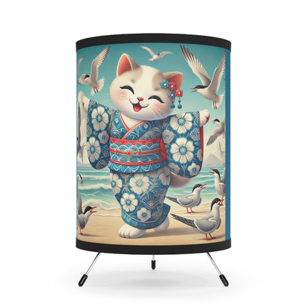 Geisha Kitten by the Seaside Tripod Lamp