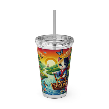 Sailor Kitten’s River Adventure Sunsplash Tumbler with Straw, 16oz