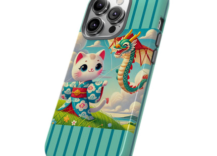 Geisha Kitten and the Dragon Kite Phone Cases