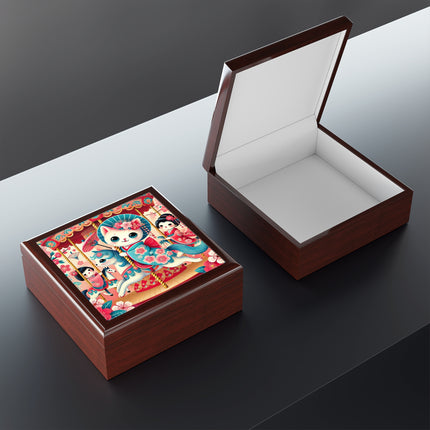 Geisha Kitten's Enchanted Carousel Ride Jewelry Box