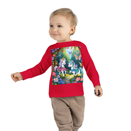 Baby Unicorns and Fluttering Butterflies Toddler Long Sleeve Tee
