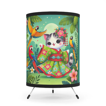 Parrot Dance of the Geisha Kitten Tripod Lamp