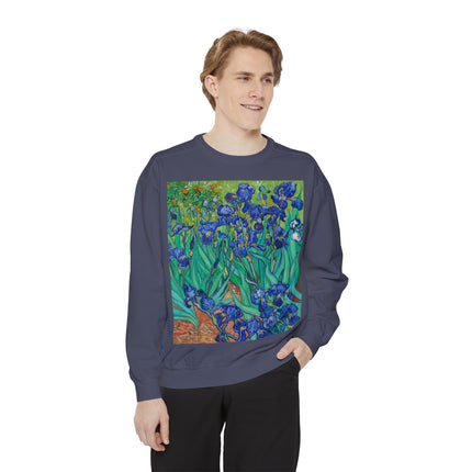 Irises by Vincent Van Gogh Unisex Garment-Dyed Sweatshirt