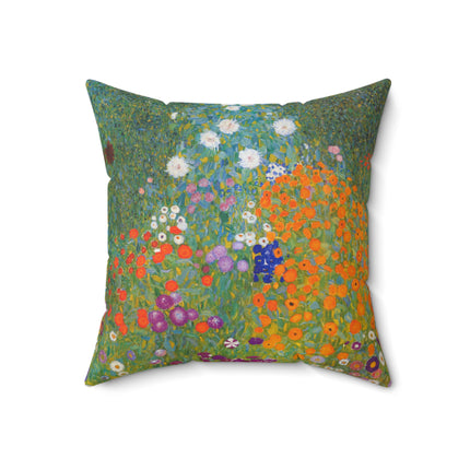 Cottage Garden by Gustav Klimt Spun Polyester Square Pillow