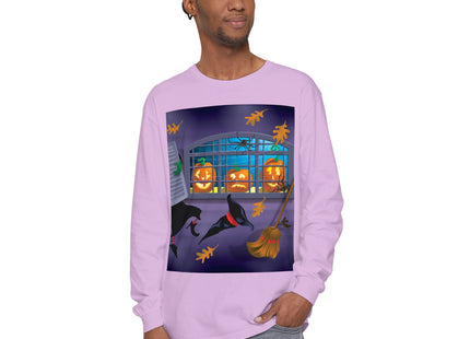 Whimsical Halloween Mischief Unisex Garment-dyed Long Sleeve T-Shirt