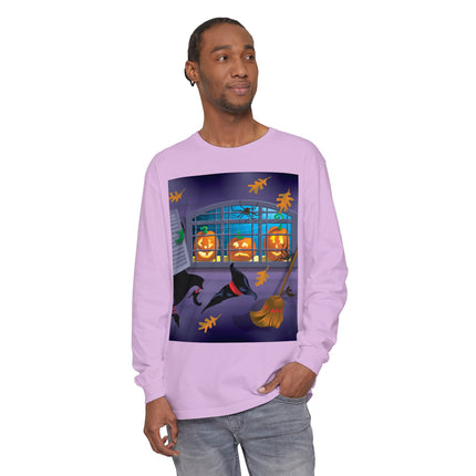 Whimsical Halloween Mischief Unisex Garment-dyed Long Sleeve T-Shirt