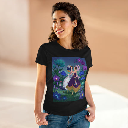💜🌸 The Ladies Of The Enchanted Garden Cotton Tee – Art Deco Fashion Illustration