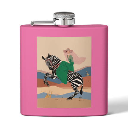 Zebra Rider Stainless Steel Flask – Safari Chic & Art Deco Adventure