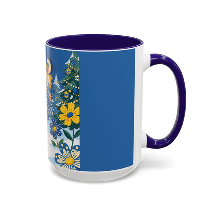 💙🌼 The Bluebell Christmas Promenade Colorful Mug – Art Deco Holiday Fantasy