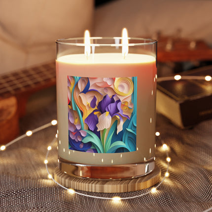 The Elegant Iris Flower Scented Candle - Full Glass, 11oz - The White Tea & Fig, The Lavender & Sage, and The Ocean Mist & Moss