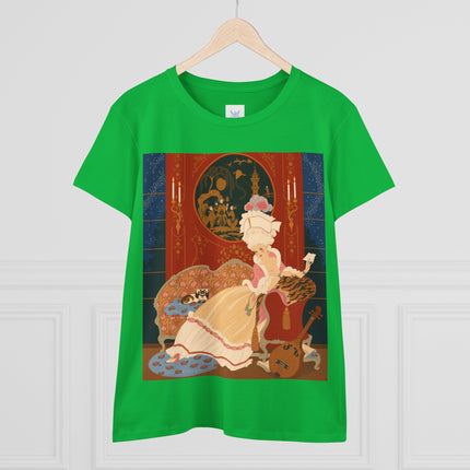 🎼🐈 The Lady Of The Midnight Salon Cotton Tee – Art Deco Fashion Illustration