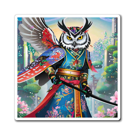 Cyberpunk Samurai Owl Magnets (3 Sizes)