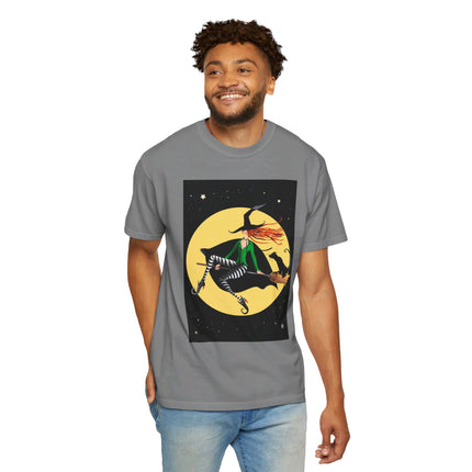 A Witch’s Moonlit Flight Unisex Garment-Dyed T-shirt