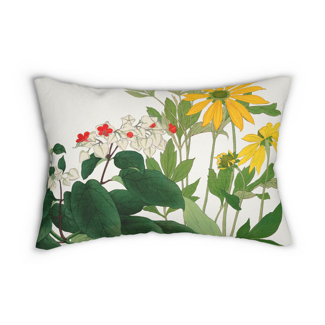Clerodendrum & Rudbeckia by Tanigami Kônan Spun Polyester Lumbar Pillow