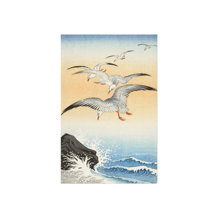 Five Seagulls Above Turbulent Sea by Ohara Koson Fine Art Posters