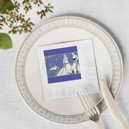 Coastal Elegance White Coined Napkins