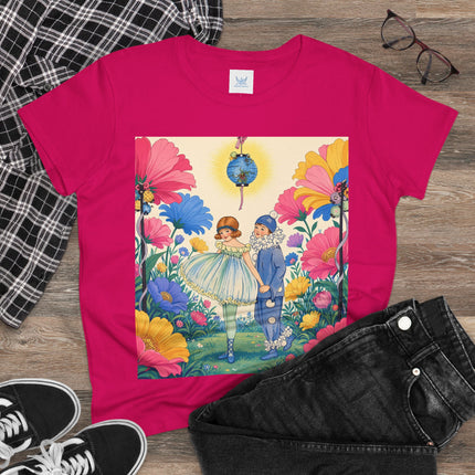 🌸🏮 The Lantern Garden Stroll Cotton Tee – Art Deco Floral Whimsy