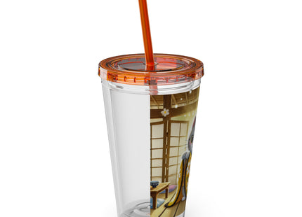 Playful Kitten in the Tea Room Sunsplash Tumbler with Straw, 16oz