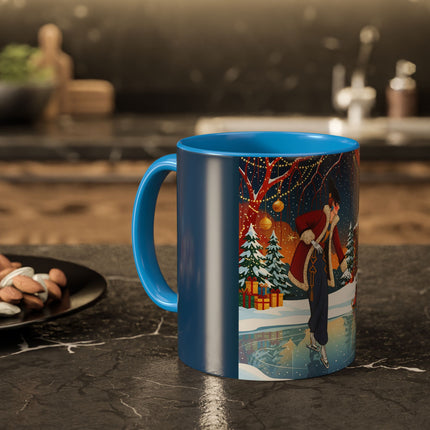 ⛸️🎄 The Christmas Skating Pavilion Colorful Mug – Art Deco Holiday Fantasy