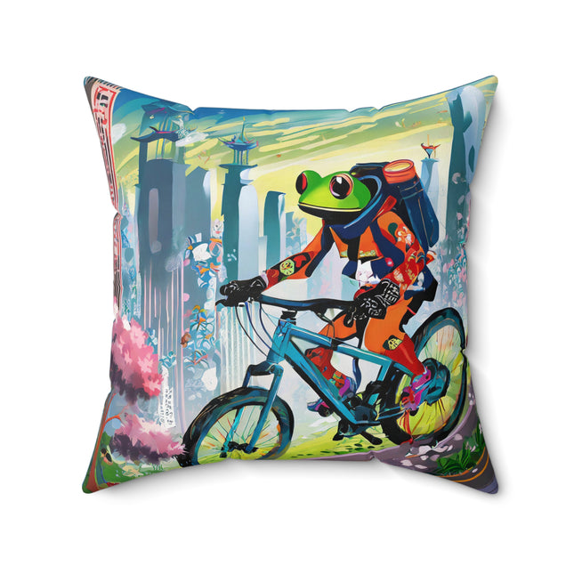 Cyberpunk Frog Spun Polyester Square Pillow