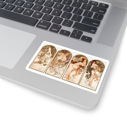 The Seasons by Alphonse Maria Mucha Kiss-Cut Stickers (4 Sizes)