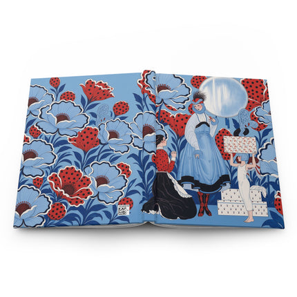 🎈🌺 The Blue Garden Balloon Fantasy Hardcover Journal – Art Deco Floral Whimsy