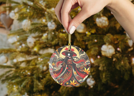 Dramatic Kabuki Witch Glass Ornaments