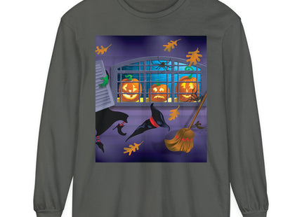 Whimsical Halloween Mischief Unisex Garment-dyed Long Sleeve T-Shirt