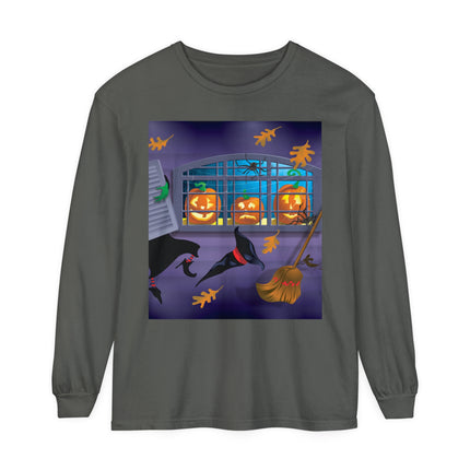 Whimsical Halloween Mischief Unisex Garment-dyed Long Sleeve T-Shirt
