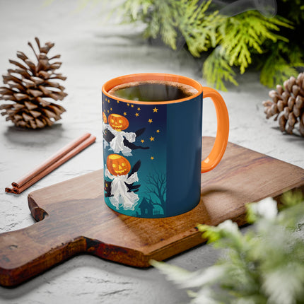 🐈‍⬛🎃 The Flying Black Cats Of Halloween Colorful Mug – Whimsical Storybook Charm