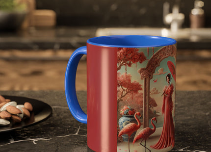Petals, Porcelain, and Flamingos Colorful Mugs (11oz, 15oz)