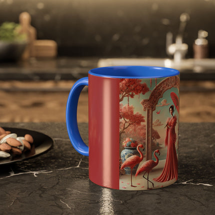 Petals, Porcelain, and Flamingos Colorful Mugs (11oz, 15oz)